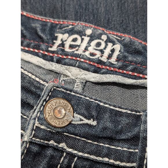 Reign Jeans Womens Size 13 Curvy Blue Flare Wide Y2K Cotton Denim Bootcut - Picture 4 of 7